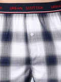 Men's White, 100% Cotton, Checks, Regular Fit, Outer Elastic, Mid-Rise, Boxers