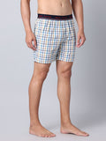 Men's Multicolor, 100% Cotton, Checks, Regular Fit, Outer Elastic, Mid-Rise, Boxers