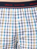 Men's Multicolor, 100% Cotton, Checks, Regular Fit, Outer Elastic, Mid-Rise, Boxers
