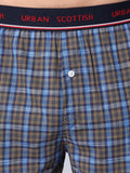 Men's Blue, 100% Cotton, Checks, Regular Fit, Outer Elastic, Mid-Rise, Boxers