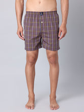 Men's Multicolor, 100% Cotton, Checks, Regular Fit, Inner Elastic, Mid-Rise, Boxers
