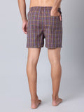 Men's Multicolor, 100% Cotton, Checks, Regular Fit, Inner Elastic, Mid-Rise, Boxers