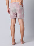 Men's Light Pink, 100% Cotton, Checks, Regular Fit, Inner Elastic, Mid-Rise, Boxers