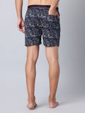 Men's Navy, 100% Cotton, Print, Regular Fit,  Outer Elastic, Mid-Rise, Boxers