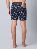 Men's Navy, 100% Cotton, Print, Regular Fit, Outer Elastic, Mid-Rise, Boxers