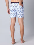 Men's Blue, 100% Cotton, Print, Regular Fit, Outer Elastic, Mid-Rise, Boxers