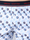 Men's Blue, 100% Cotton, Print, Regular Fit, Outer Elastic, Mid-Rise, Boxers