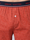 Men's Red, 100% Cotton, Print, Regular Fit, Outer Elastic, Mid-Rise, Boxers