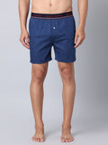 Men's Navy, 100% Cotton, Print, Regular Fit,  Outer Elastic, Mid-Rise, Boxers