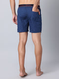 Men's Navy, 100% Cotton, Print, Regular Fit,  Outer Elastic, Mid-Rise, Boxers