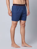 Men's Navy, 100% Cotton, Print, Regular Fit,  Outer Elastic, Mid-Rise, Boxers
