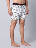 Men's Multicolor, 100% Cotton, Print, Regular Fit, Outer Elastic, Mid-Rise, Boxers