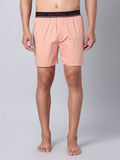 Men's Peach, 100% Cotton, Print, Regular Fit, Outer Elastic, Mid-Rise, Boxers