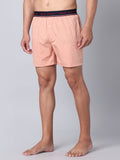 Men's Peach, 100% Cotton, Print, Regular Fit, Outer Elastic, Mid-Rise, Boxers