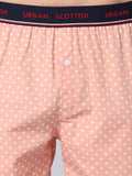 Men's Peach, 100% Cotton, Print, Regular Fit, Outer Elastic, Mid-Rise, Boxers