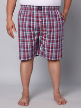 Men's Red/Navy, 100% Cotton, Checks, Regular Fit, Inner Elastic, Mid-Rise, Boxers