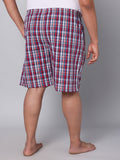 Men's Red/Navy, 100% Cotton, Checks, Regular Fit, Inner Elastic, Mid-Rise, Boxers