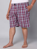 Men's Red/Navy, 100% Cotton, Checks, Regular Fit, Inner Elastic, Mid-Rise, Boxers