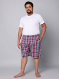 Men's Red/Navy, 100% Cotton, Checks, Regular Fit, Inner Elastic, Mid-Rise, Boxers