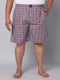 Men's Red, 100% Cotton, Checks, Regular Fit, Inner Elastic, Mid-Rise, Boxers
