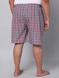 Men's Red, 100% Cotton, Checks, Regular Fit, Inner Elastic, Mid-Rise, Boxers