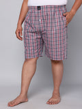 Men's Red, 100% Cotton, Checks, Regular Fit, Inner Elastic, Mid-Rise, Boxers