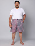 Men's Red, 100% Cotton, Checks, Regular Fit, Inner Elastic, Mid-Rise, Boxers
