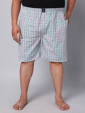 Men's White/Green, 100% Cotton, Checks, Regular Fit, Inner Elastic, Mid-Rise, Boxers