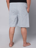 Men's White/Green, 100% Cotton, Checks, Regular Fit, Inner Elastic, Mid-Rise, Boxers
