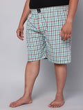 Men's Green/Brown, 100% Cotton, Checks, Regular Fit, Inner Elastic, Mid-Rise, Boxers