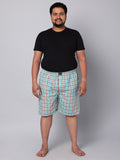 Men's Green/Brown, 100% Cotton, Checks, Regular Fit, Inner Elastic, Mid-Rise, Boxers