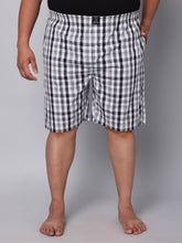 Men's Grey, 100% Cotton, Checks, Regular Fit, Inner Elastic, Mid-Rise, Boxers