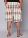 Men's Beige, 100% Cotton, Checks, Regular Fit, Inner Elastic, Mid-Rise, Boxers