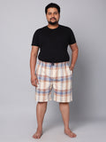 Men's Beige, 100% Cotton, Checks, Regular Fit, Inner Elastic, Mid-Rise, Boxers