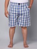 Men's Blue, 100% Cotton, Checks, Regular Fit, Inner Elastic, Mid-Rise, Boxers