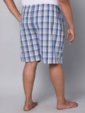 Men's Blue, 100% Cotton, Checks, Regular Fit, Inner Elastic, Mid-Rise, Boxers