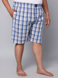 Men's Blue, 100% Cotton, Checks, Regular Fit, Inner Elastic, Mid-Rise, Boxers
