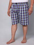 Men's Blue/Grey, 100% Cotton, Checks, Regular Fit, Inner Elastic, Mid-Rise, Boxers