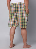 Men's Orange/Green, 100% Cotton, Checks, Regular Fit, Inner Elastic, Mid-Rise, Boxers