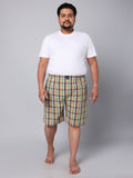Men's Orange/Green, 100% Cotton, Checks, Regular Fit, Inner Elastic, Mid-Rise, Boxers