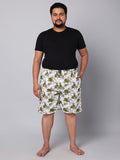 Men's Green, 100% Cotton, Print, Regular Fit, Inner Elastic, Mid-Rise, Boxers