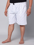 Men's Blue/White, 100% Cotton, Print, Regular Fit, Inner Elastic, Mid-Rise, Boxers