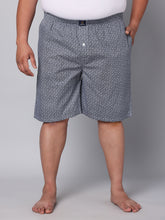 Men's Navy, 100% Cotton, Print, Regular Fit, Inner Elastic, Mid-Rise, Boxers