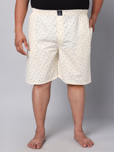 Men's Beige, 100% Cotton, Print, Regular Fit, Inner Elastic, Mid-Rise, Boxers