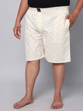 Men's Beige, 100% Cotton, Print, Regular Fit, Inner Elastic, Mid-Rise, Boxers