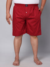Men's Red, 100% Cotton, Print, Regular Fit, Inner Elastic, Mid-Rise, Boxers