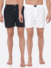 Men's Multicolor, 100% Cotton, Printed, Regular Fit, Inner Elastic, Mid , Boxers - Pack of 2
