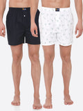 Men's Multicolor, 100% Cotton, Printed, Regular Fit, Inner Elastic, Mid , Boxers - Pack of 2