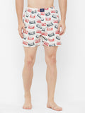 Men's Multicolor, 100% Cotton, Print, Regular Fit, Inner Elastic, Mid Rise, Boxers - Pack of 2