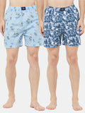 Men's Multicolor, 100% Cotton, Print, Regular Fit, Inner Elastic, Mid Rise, Boxers - Pack of 2